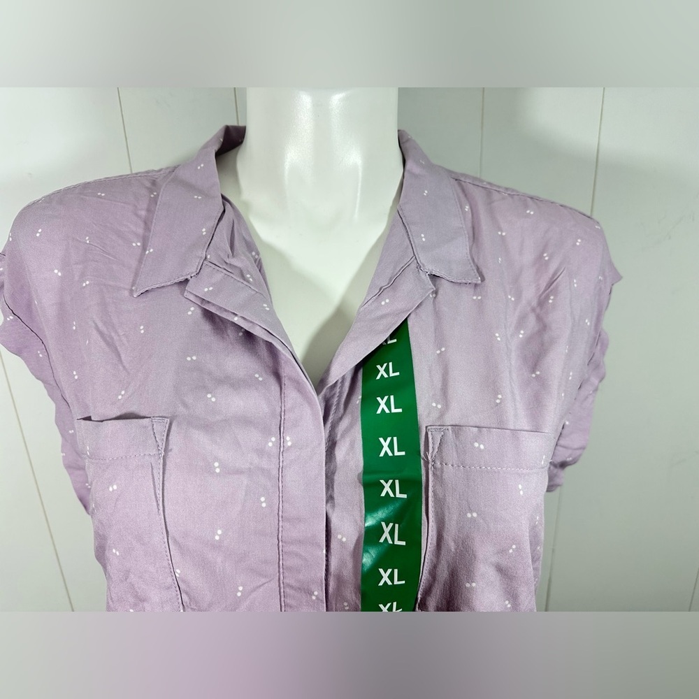 NWT Jachs Girlfriend Women's XL Sleeveless Purple Button-Down Shirt 100% Rayon - Picture 4 of 10